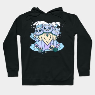 Kawaii Pastel Goth Cute Creepy 3 Headed Cat Skull Hoodie